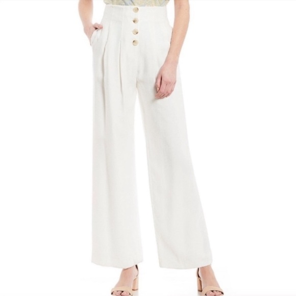 ANTONIO MELANI Pants - Antonio Melani, Cream Color, High Waisted, Katherine Palazzo Pants *Stains*